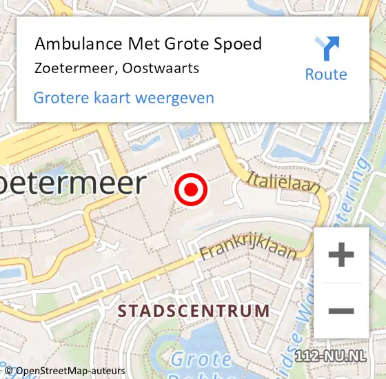 Locatie op kaart van de 112 melding: Ambulance Met Grote Spoed Naar Zoetermeer, Oostwaarts op 29 mei 2019 10:07