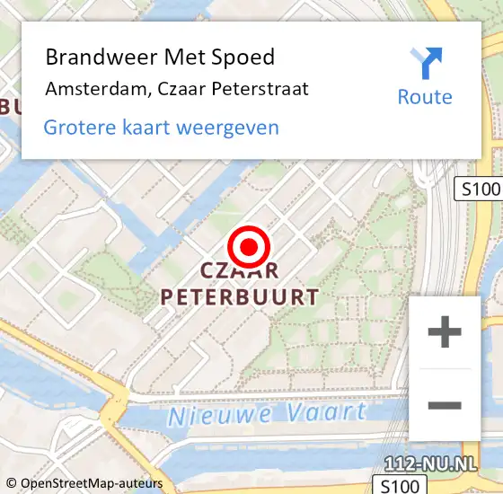 Locatie op kaart van de 112 melding: Brandweer Met Spoed Naar Amsterdam, Czaar Peterstraat op 29 mei 2019 11:31