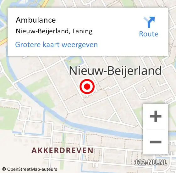 Locatie op kaart van de 112 melding: Ambulance Nieuw-Beijerland, Laning op 29 mei 2019 11:55