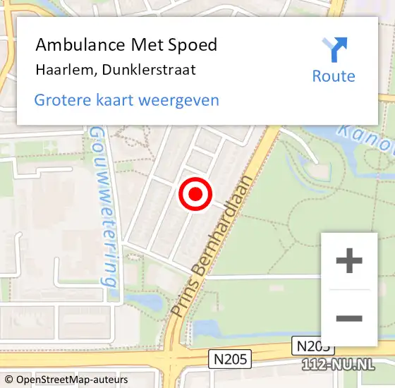 Locatie op kaart van de 112 melding: Ambulance Met Spoed Naar Haarlem, Dunklerstraat op 29 mei 2019 14:06