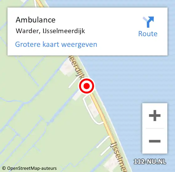 Locatie op kaart van de 112 melding: Ambulance Warder, IJsselmeerdijk op 29 mei 2019 14:07