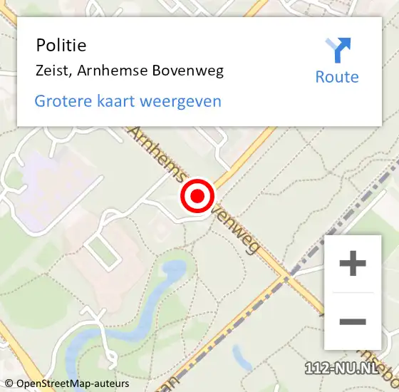Locatie op kaart van de 112 melding: Politie Zeist, Arnhemse Bovenweg op 29 mei 2019 14:30