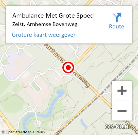Locatie op kaart van de 112 melding: Ambulance Met Grote Spoed Naar Zeist, Arnhemse Bovenweg op 29 mei 2019 14:31