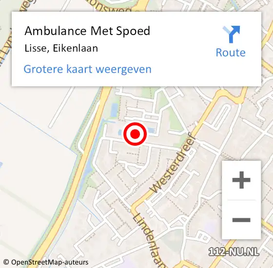 Locatie op kaart van de 112 melding: Ambulance Met Spoed Naar Lisse, Eikenlaan op 29 mei 2019 14:54
