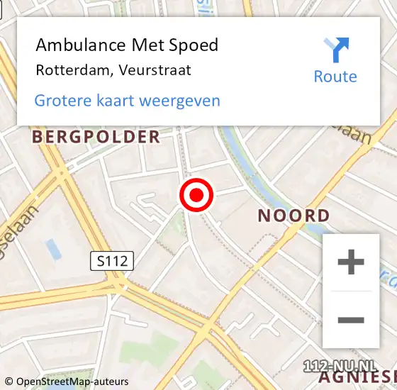 Locatie op kaart van de 112 melding: Ambulance Met Spoed Naar Rotterdam, Veurstraat op 29 mei 2019 15:11