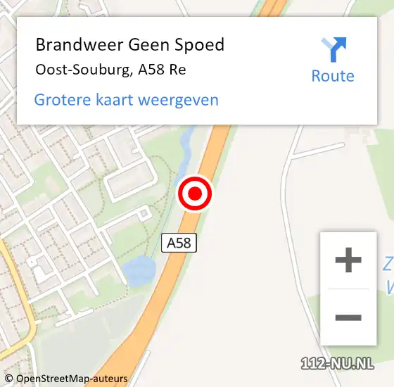 Locatie op kaart van de 112 melding: Brandweer Geen Spoed Naar Oost-Souburg, A58 Re op 29 mei 2019 15:13