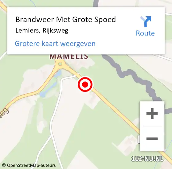 Locatie op kaart van de 112 melding: Brandweer Met Grote Spoed Naar Lemiers, Rijksweg op 29 mei 2019 17:29