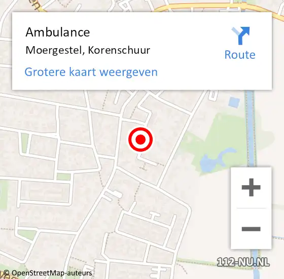Locatie op kaart van de 112 melding: Ambulance Moergestel, Korenschuur op 29 mei 2019 18:19