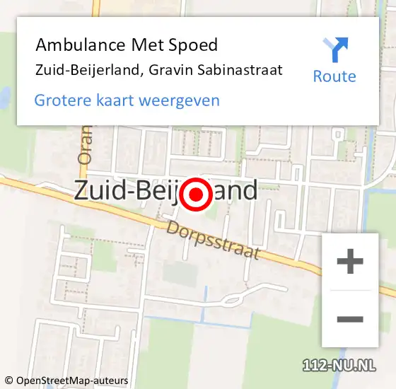 Locatie op kaart van de 112 melding: Ambulance Met Spoed Naar Zuid-Beijerland, Gravin Sabinastraat op 29 mei 2019 23:25