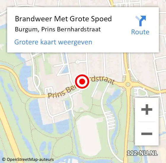 Locatie op kaart van de 112 melding: Brandweer Met Grote Spoed Naar Burgum, Prins Bernhardstraat op 30 mei 2019 06:58