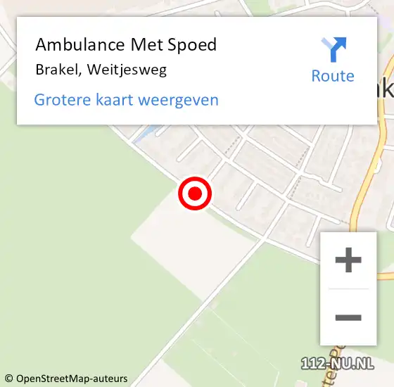 Locatie op kaart van de 112 melding: Ambulance Met Spoed Naar Brakel, Weitjesweg op 30 mei 2019 14:34