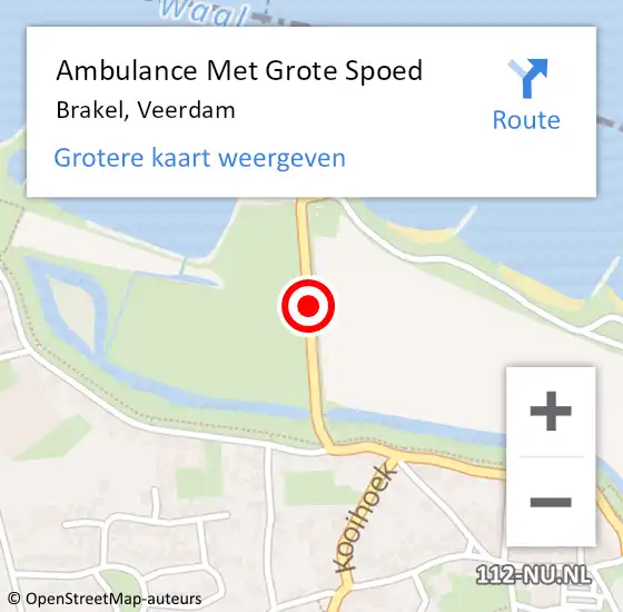 Locatie op kaart van de 112 melding: Ambulance Met Grote Spoed Naar Brakel, Veerdam op 30 mei 2019 15:13