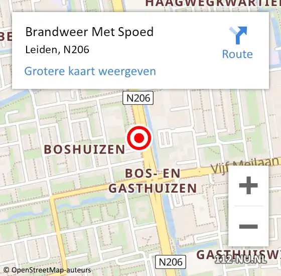 Locatie op kaart van de 112 melding: Brandweer Met Spoed Naar Leiden, N206 op 30 mei 2019 15:42