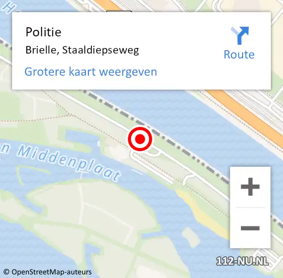 Locatie op kaart van de 112 melding: Politie Brielle, Staaldiepseweg op 30 mei 2019 17:05