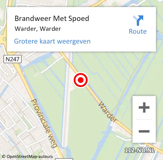 Locatie op kaart van de 112 melding: Brandweer Met Spoed Naar Warder, Warder op 30 mei 2019 18:58