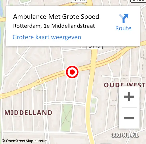 Locatie op kaart van de 112 melding: Ambulance Met Grote Spoed Naar Rotterdam, 1e Middellandstraat op 30 mei 2019 19:36