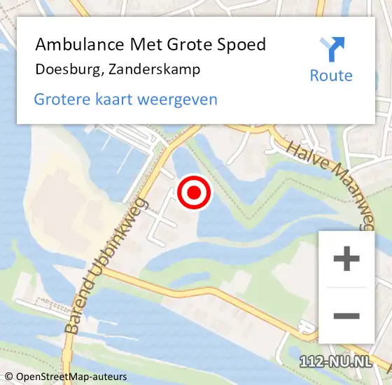 Locatie op kaart van de 112 melding: Ambulance Met Grote Spoed Naar Doesburg, Zanderskamp op 30 mei 2019 21:27