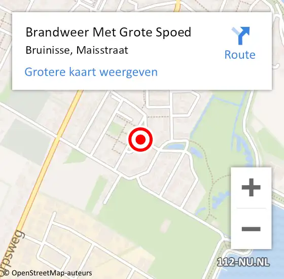 Locatie op kaart van de 112 melding: Brandweer Met Grote Spoed Naar Bruinisse, Maisstraat op 31 mei 2019 02:09