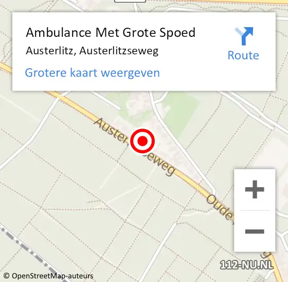 Locatie op kaart van de 112 melding: Ambulance Met Grote Spoed Naar Austerlitz, Austerlitzseweg op 2 april 2014 20:51