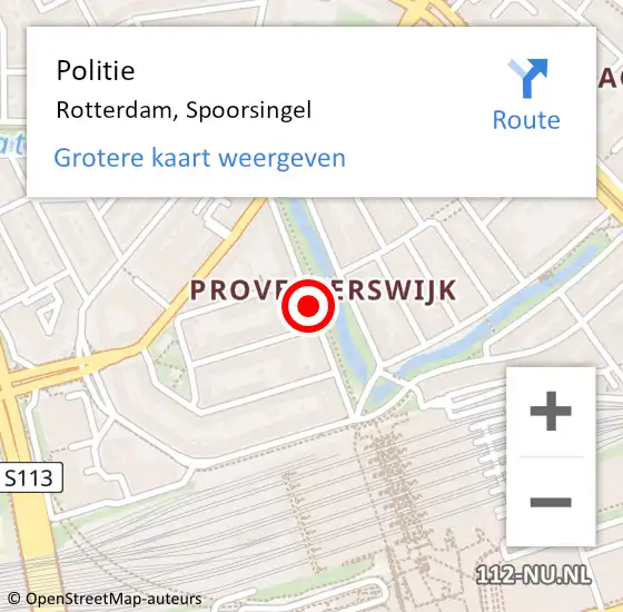 Locatie op kaart van de 112 melding: Politie Rotterdam, Spoorsingel op 31 mei 2019 14:45