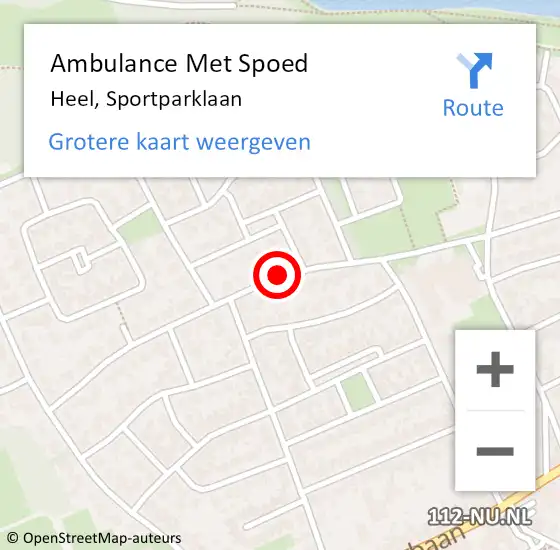 Locatie op kaart van de 112 melding: Ambulance Met Spoed Naar Heel, Sportparklaan op 31 mei 2019 16:31