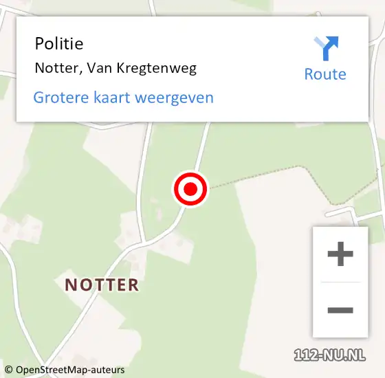 Locatie op kaart van de 112 melding: Politie Notter, Van Kregtenweg op 31 mei 2019 19:19