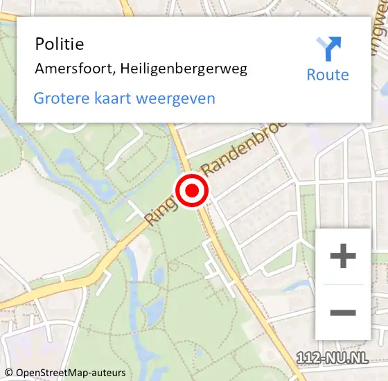 Locatie op kaart van de 112 melding: Politie Amersfoort, Heiligenbergerweg op 31 mei 2019 19:31