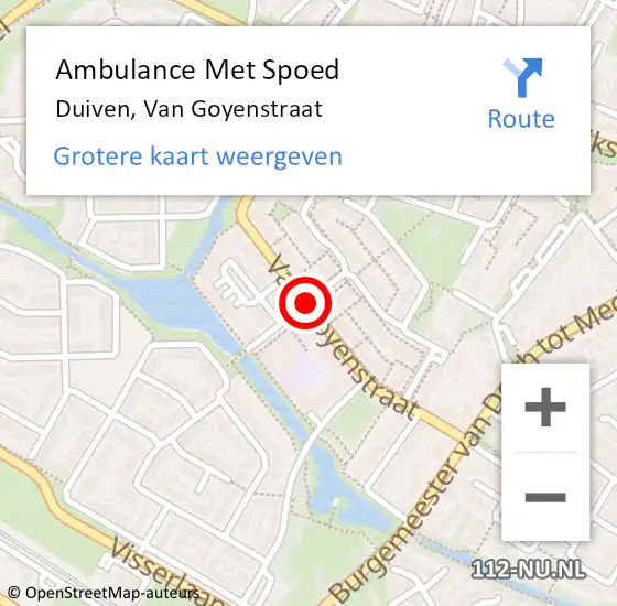 Locatie op kaart van de 112 melding: Ambulance Met Spoed Naar Duiven, Van Goyenstraat op 31 mei 2019 21:15