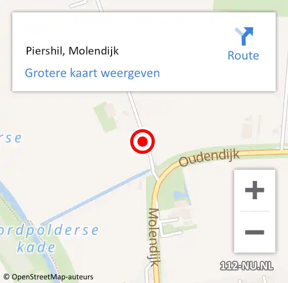 Locatie op kaart van de 112 melding:  Piershil, Molendijk op 31 mei 2019 22:51