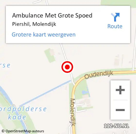 Locatie op kaart van de 112 melding: Ambulance Met Grote Spoed Naar Piershil, Molendijk op 31 mei 2019 23:17