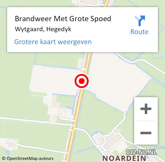 Locatie op kaart van de 112 melding: Brandweer Met Grote Spoed Naar Wytgaard, Hegedyk op 1 juni 2019 02:47