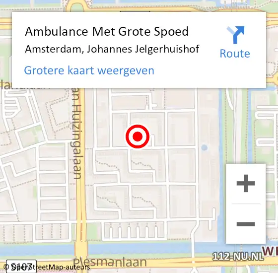 Locatie op kaart van de 112 melding: Ambulance Met Grote Spoed Naar Amsterdam, Johannes Jelgerhuishof op 1 juni 2019 03:01