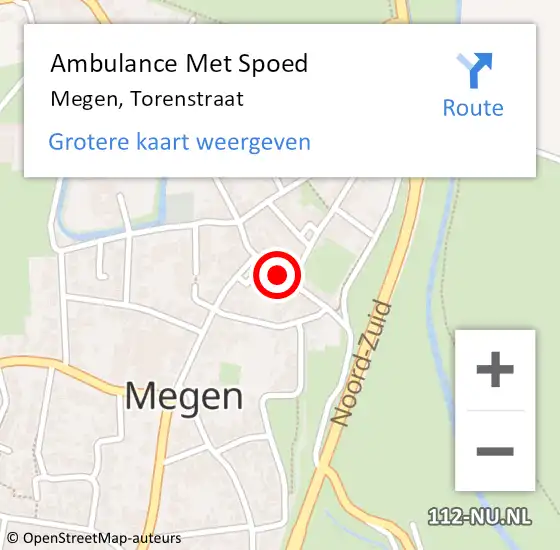Locatie op kaart van de 112 melding: Ambulance Met Spoed Naar Megen, Torenstraat op 1 juni 2019 10:38