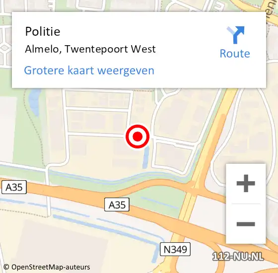 Locatie op kaart van de 112 melding: Politie Almelo, Twentepoort West op 1 juni 2019 13:08