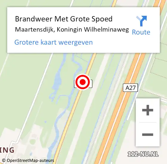 Locatie op kaart van de 112 melding: Brandweer Met Grote Spoed Naar Maartensdijk, Koningin Wilhelminaweg op 1 juni 2019 13:11