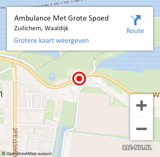 Locatie op kaart van de 112 melding: Ambulance Met Grote Spoed Naar Zuilichem, Waaldijk op 1 juni 2019 13:38