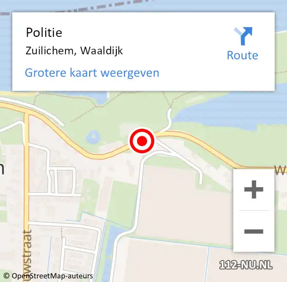 Locatie op kaart van de 112 melding: Politie Zuilichem, Waaldijk op 1 juni 2019 13:40