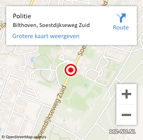 Locatie op kaart van de 112 melding: Politie Bilthoven, Soestdijkseweg Zuid op 1 juni 2019 14:22
