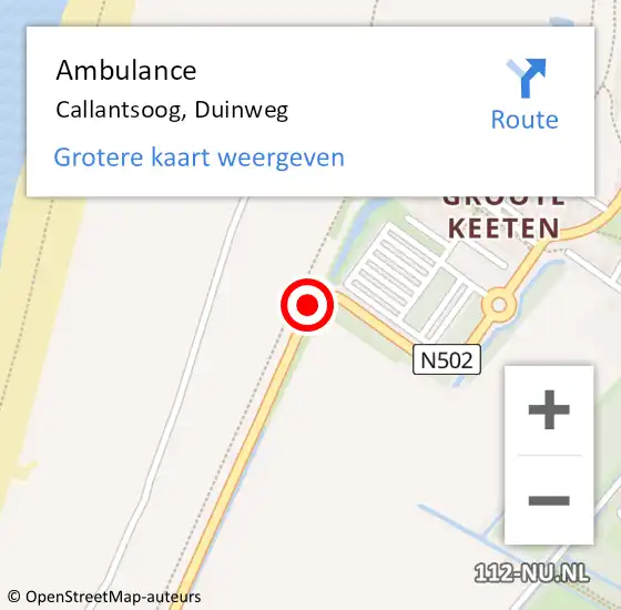 Locatie op kaart van de 112 melding: Ambulance Callantsoog, Duinweg op 1 juni 2019 14:53