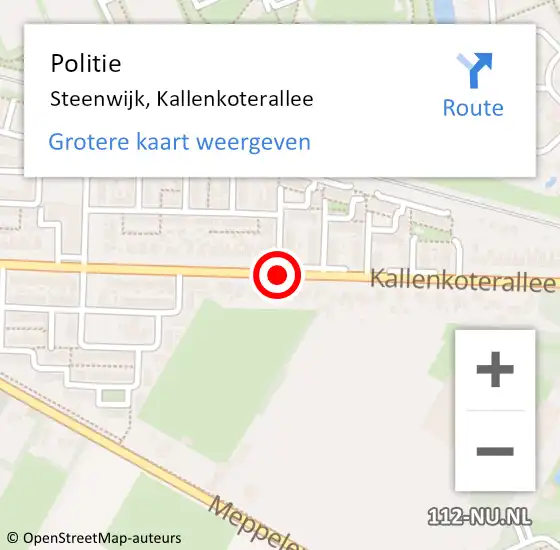 Locatie op kaart van de 112 melding: Politie Steenwijk, Kallenkoterallee op 1 juni 2019 15:28