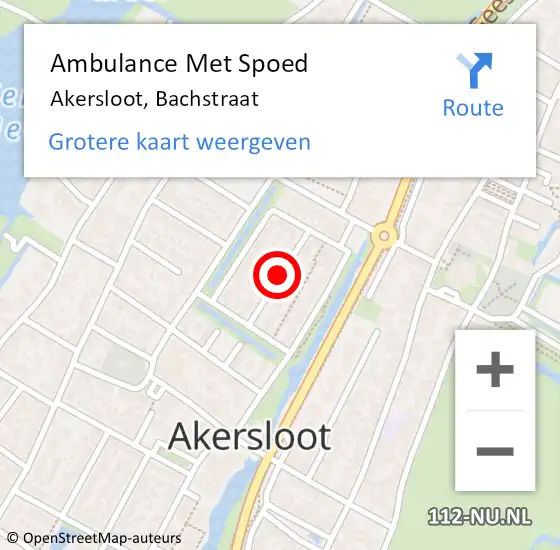 Locatie op kaart van de 112 melding: Ambulance Met Spoed Naar Akersloot, Bachstraat op 1 juni 2019 16:31