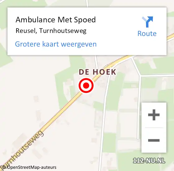 Locatie op kaart van de 112 melding: Ambulance Met Spoed Naar Reusel, Turnhoutseweg op 1 juni 2019 17:25