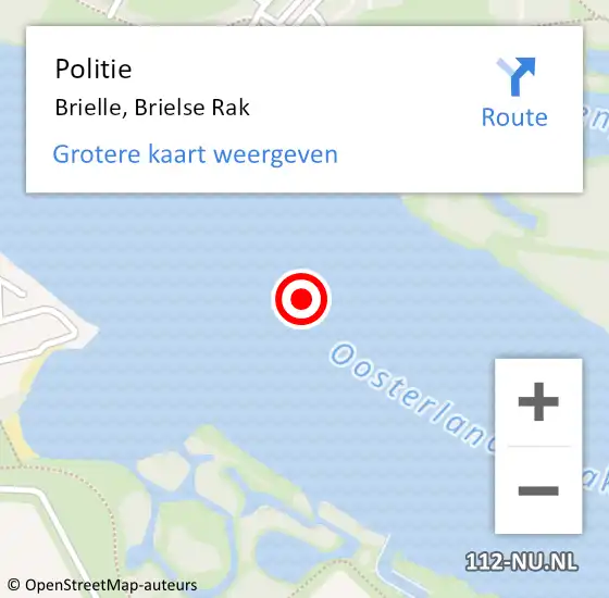 Locatie op kaart van de 112 melding: Politie Brielle, Brielse Rak op 1 juni 2019 18:14