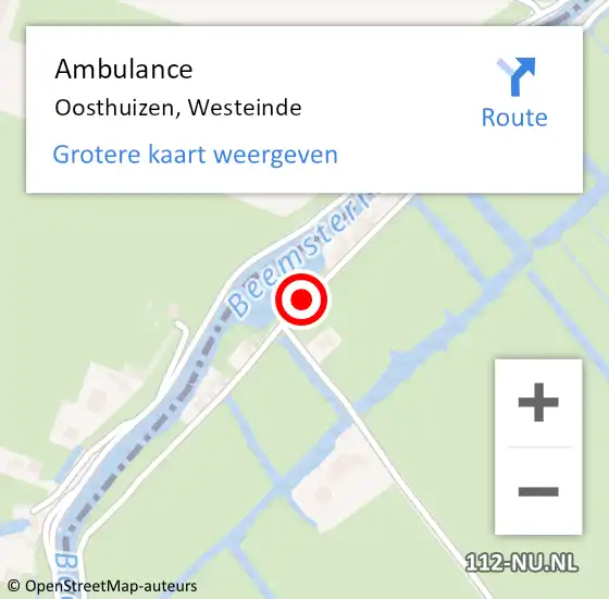 Locatie op kaart van de 112 melding: Ambulance Oosthuizen, Westeinde op 1 juni 2019 20:49