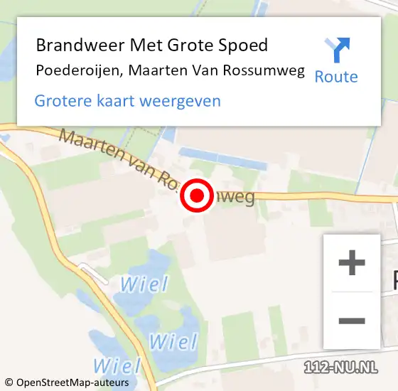 Locatie op kaart van de 112 melding: Brandweer Met Grote Spoed Naar Poederoijen, Maarten Van Rossumweg op 1 juni 2019 21:04