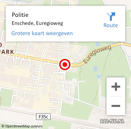 Locatie op kaart van de 112 melding: Politie Enschede, Euregioweg op 1 juni 2019 22:44
