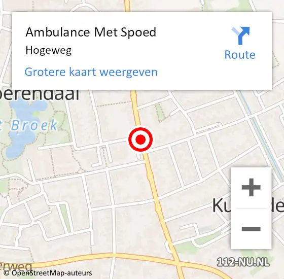 Locatie op kaart van de 112 melding: Ambulance Met Spoed Naar Hogeweg op 2 juni 2019 01:06