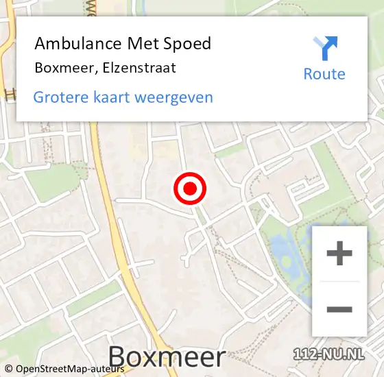 Locatie op kaart van de 112 melding: Ambulance Met Spoed Naar Boxmeer, Elzenstraat op 2 juni 2019 03:40