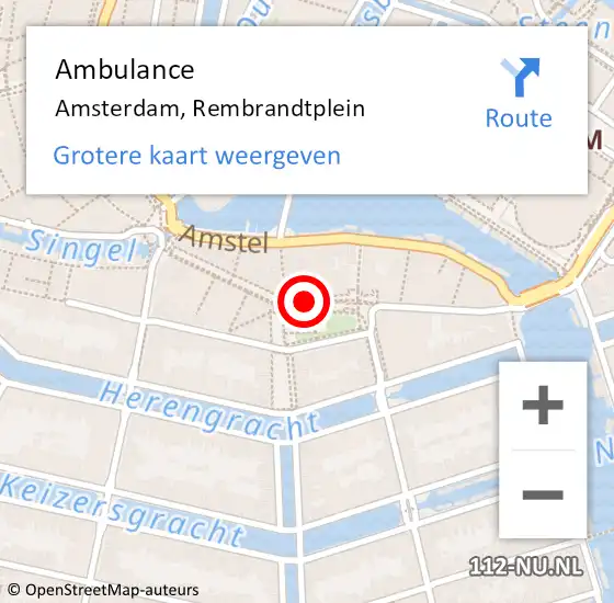 Locatie op kaart van de 112 melding: Ambulance Amsterdam, Rembrandtplein op 2 juni 2019 05:14