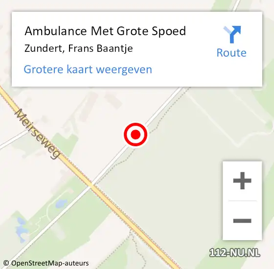 Locatie op kaart van de 112 melding: Ambulance Met Grote Spoed Naar Zundert, Frans Baantje op 2 juni 2019 06:43